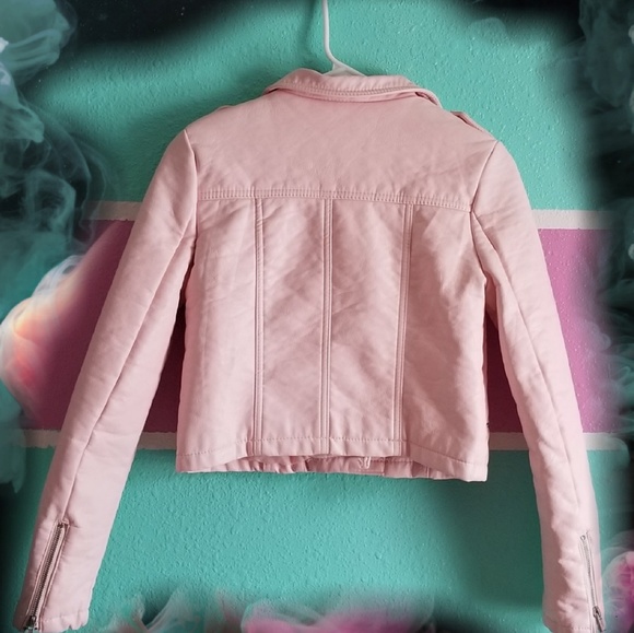 Pink Faux Leather Girls Jacket - Picture 2 of 3
